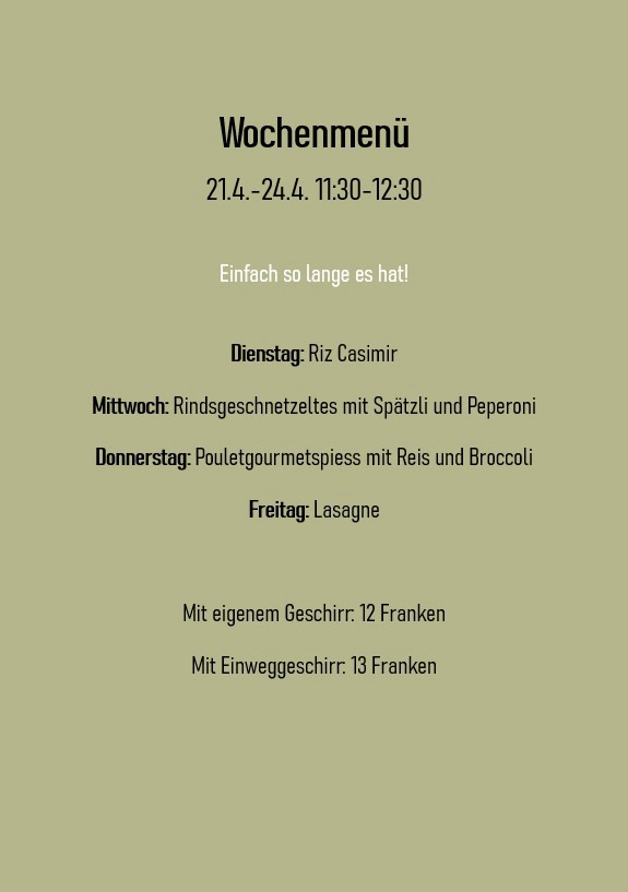 Wochenmenü KW 16 Luca Metzgerei für Standorte Romanshorn und Bürglen
